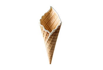 Empty ice cream cone isolated for dessert, snack, and sweet display.
