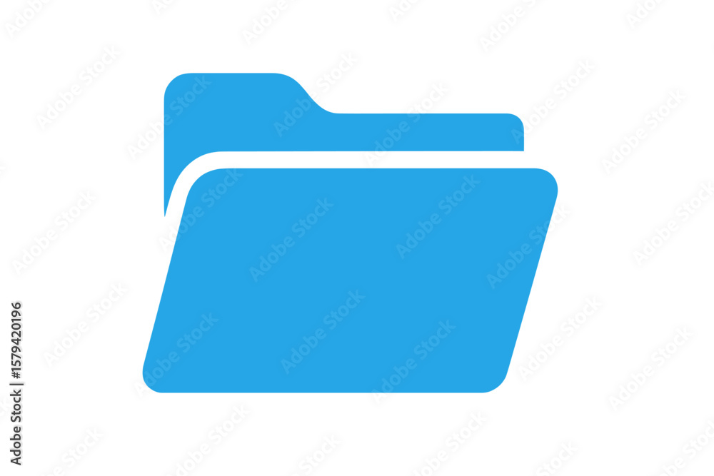 Poster blue folder icon vector illustration. modern file directory symbol. minimalist document storage grap