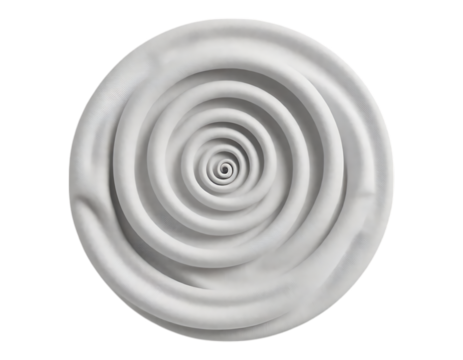 Swirled white cream, a concentric spiral on transparent background.