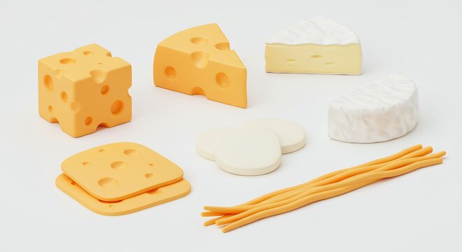 Assortment of cheese and pasta food items