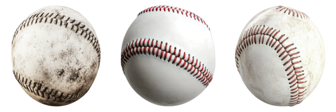 Set of baseball isolated on transparent background