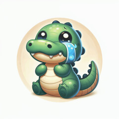 Fototapeta premium sad crocodile cartoon