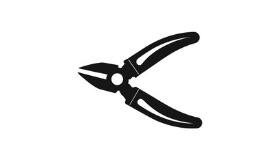 Obraz premium Black silhouette of diagonal cutting pliers on a white background isolated