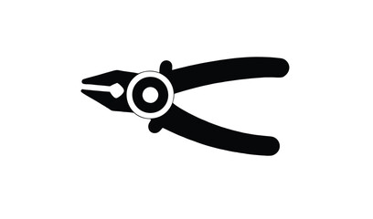 Simple black silhouette of pliers tool isolated on a clean white background