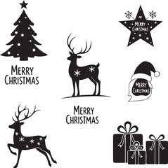 Christmas Vector Collection – December Holiday Elements: Santa Claus, Gifts, Snowflakes, Christmas Tree, Bells, Ornaments, Candy Canes, Wreaths – Festive Icons for Cards, Decor & Winter Design