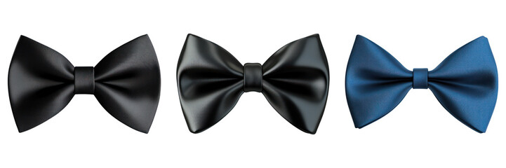 Set of bow ties isolated on transparent background