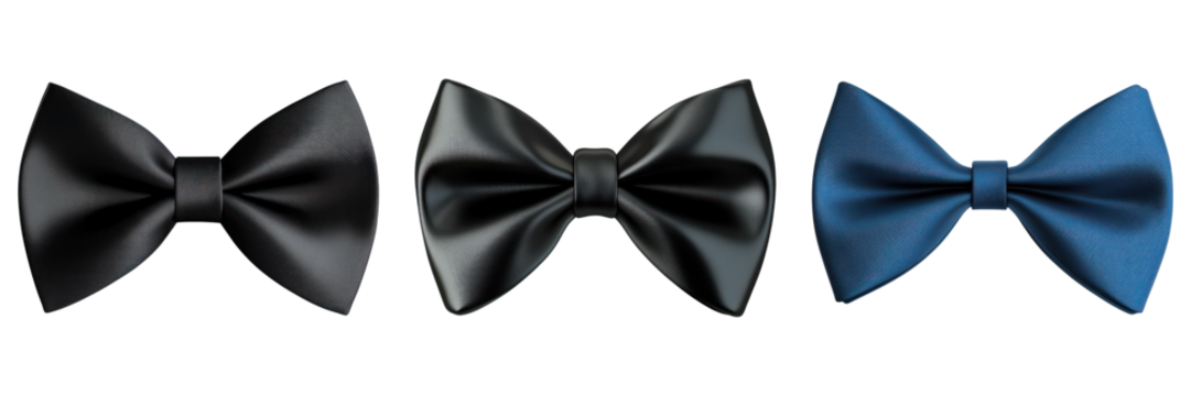 Set of bow ties isolated on transparent background