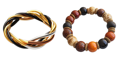 Set of bracelets isolated on transparent background