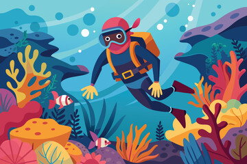 Here's a cute cartoon fish vector illustration, a seamless ocean pattern of funny marine animals and tropical underwater life