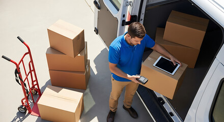 Logistics and Shipping: Courier Organizing Parcels