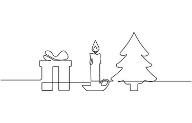 Jingle bell continuous one line drawing, single line art element,  garland with bulbs drawing with one editable continuous line. silhouette on white background.