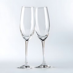 Elegant Pair of Empty Champagne Flutes on Soft Background
