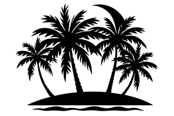 Vector art of silhouette of  palm tree  set 