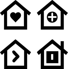 House icon set in flat, outline, and filled styles. Perfect for real estate, property apps, and home design projects.