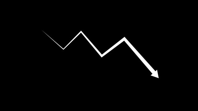 Downward Zigzag Arrow Animation, zigzag arrow pointing downward icon.Cost reduction concept animation.