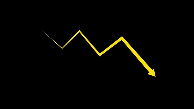 Downward Zigzag Arrow Animation, zigzag arrow pointing downward icon .Cost reduction concept animation, corporate business efficiently save cost .
