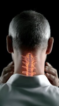 Neck affliction: backbone trauma, bone inflammation, ligament injury, nerve pinch, tissue degeneration, motion limit, spine curvature, pain syndrome, cervical soreness, structural issue.