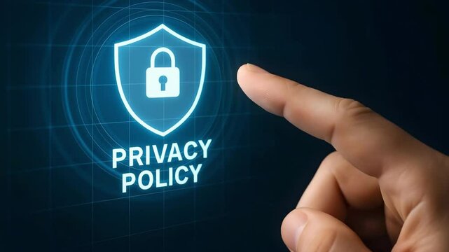 Glowing shield icon representing privacy policy and data protection