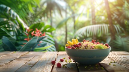 Tropical Fruit Bowl in Lush Paradise