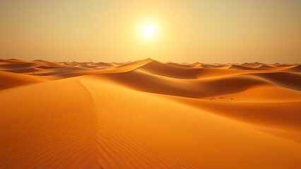 Expansive desert dunes under golden sunlight, showcasing smooth textures and minimalist natural beauty.