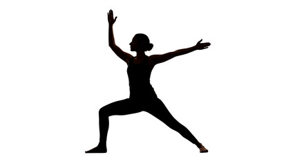 Silhouette of Woman Practicing Balancing Pose, Achieving Strength and Harmony Through Focused Exercise, Promoting Wellness and Flexibility.