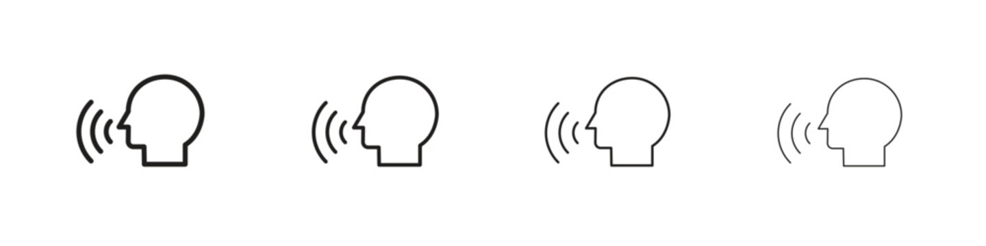 Voice control icons in minimalistic thin line strokes designs