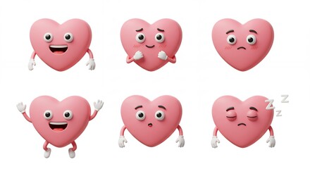 Fototapeta premium Heart cartoon characters set
