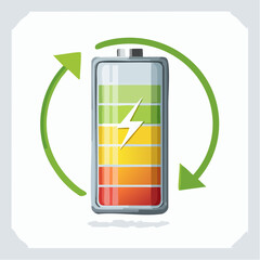 Colorful Battery Icon with Continuous Charging Cycle
