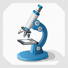 Detailed Blue and White Microscope for Scientific Observation and Research