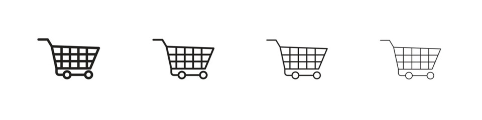 Shopping cart icons in minimalistic thin line strokes designs © Xevier