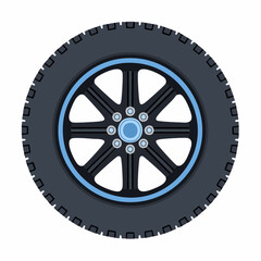 Fototapeta premium Colorful Detailed Illustration of a Car Tire and Wheel