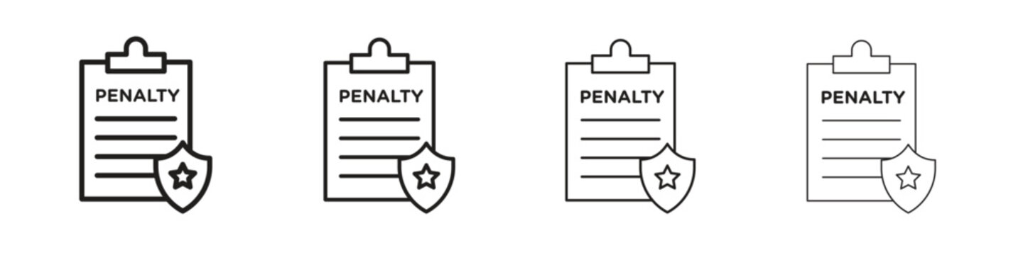 Penalty icons in minimalistic thin line strokes designs