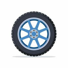 Obraz premium Detailed Illustration of a BlueRimmed Car Tire