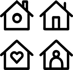 Modern home icon set for UI/UX, mobile apps, websites, and real estate branding.