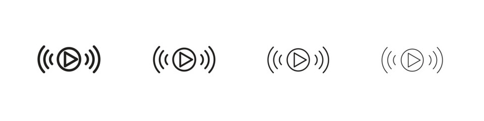 Livestream icons in minimalistic thin line strokes designs