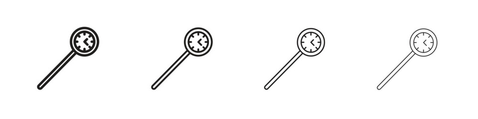 Kitchen thermometer icons in minimalistic thin line strokes designs