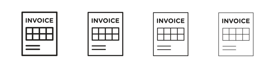 Invoice icons in minimalistic thin line strokes designs