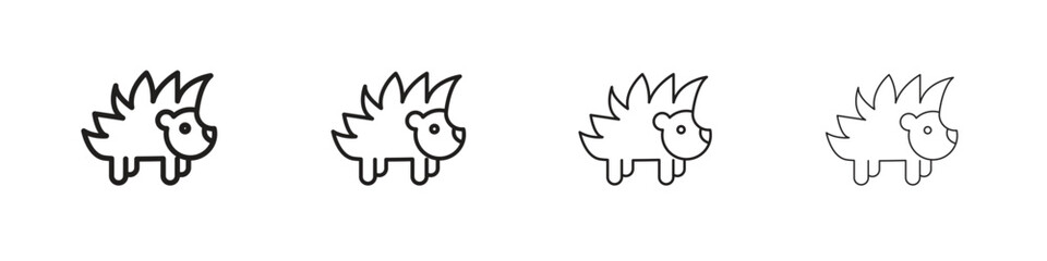 Hedgehog icons in minimalistic thin line strokes designs