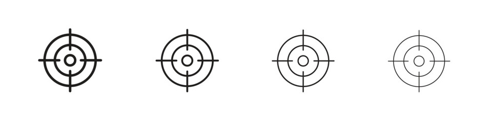 Gun target icons in minimalistic thin line strokes designs
