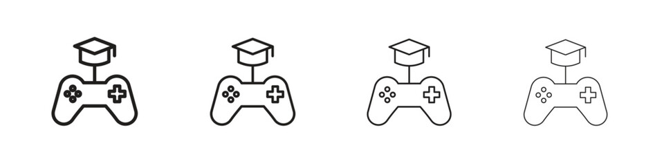 Game based learning icons in minimalistic thin line strokes designs