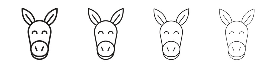 Donkey icons in minimalistic thin line strokes designs