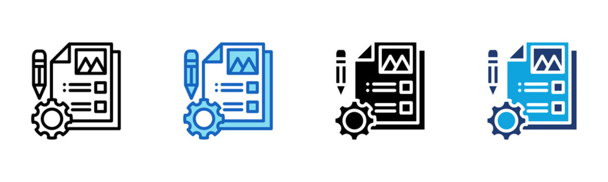 Content Management icon Multi Style Vector Illustration