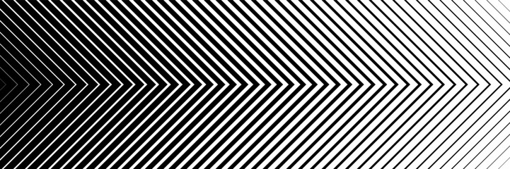 horizontal halftone of black chevron on white for design and background.