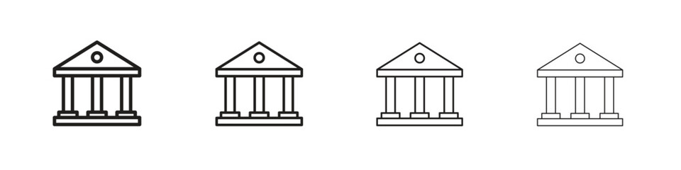 Courthouse icons in minimalistic thin line strokes designs