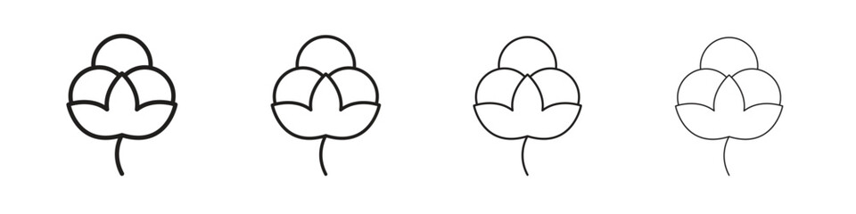 Cotton icons in minimalistic thin line strokes designs