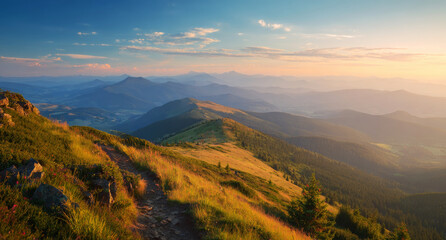 Fototapeta premium Beautiful sunrise in the mountains.