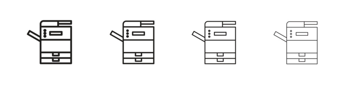 Copier icons in minimalistic thin line strokes designs