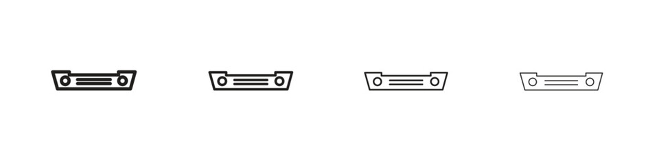 Car bumper icons in minimalistic thin line strokes designs