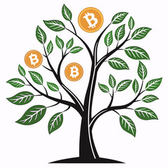 Bitcoin Money Tree Illustration – Crypto Wealth Growth Concept