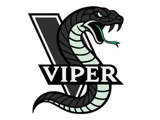 Aggressive Snake and Sword Emblem, Ideal for Logos or Graphics